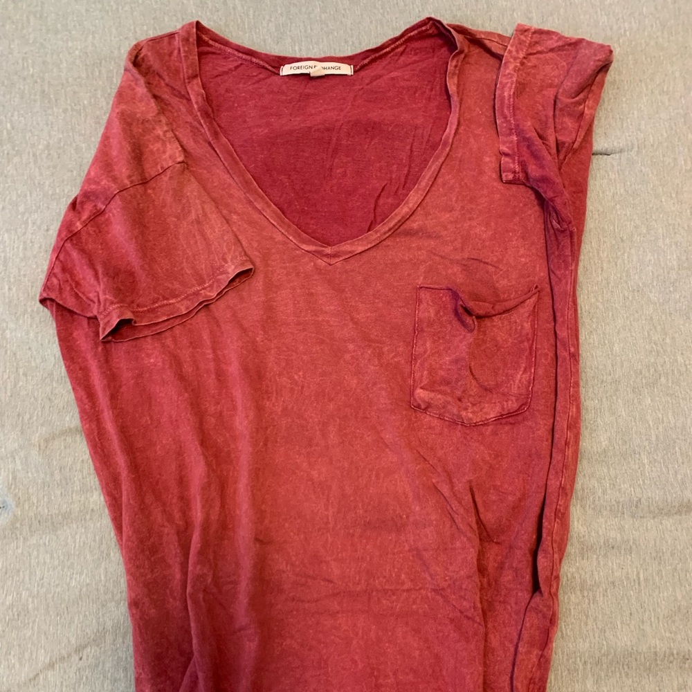 Red Faded V-Neck Shirt